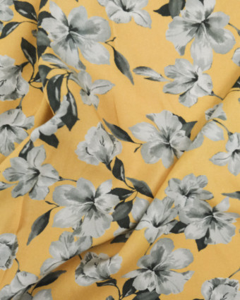 Tissu Viscose fleurs jaune vintage -  -  Mercerine