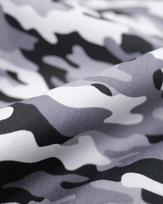 Tissu camouflage gris - Tissu coton - Mercerine