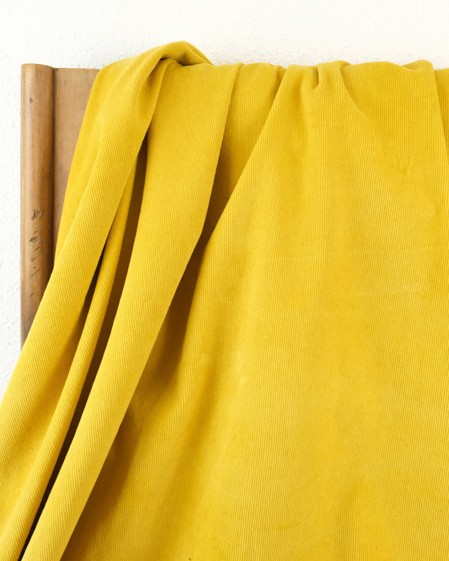 Velours milleraies jaune extensible Oekotex - Mercerine