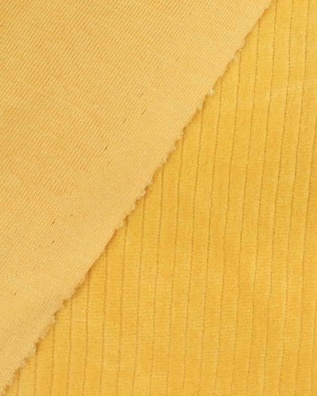 Tissu jersey cotele jaune oeko tex - Tissu enfant - Mercerine