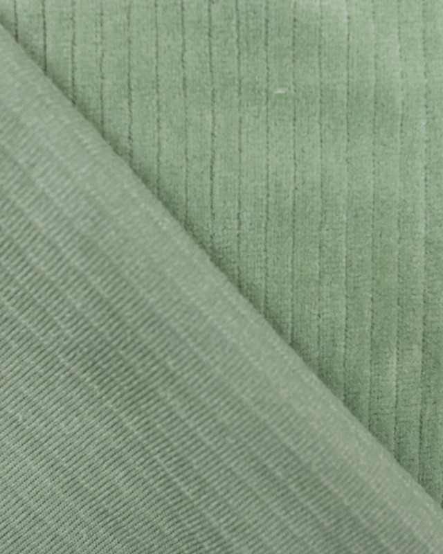 Tissu jersey velours cotele vert - Tissu enfant - Mercerine