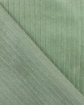 Tissu jersey velours cotele vert - Tissu enfant - Mercerine