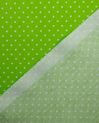 Tissu coton -Tissu vert pois blanc - Mercerine