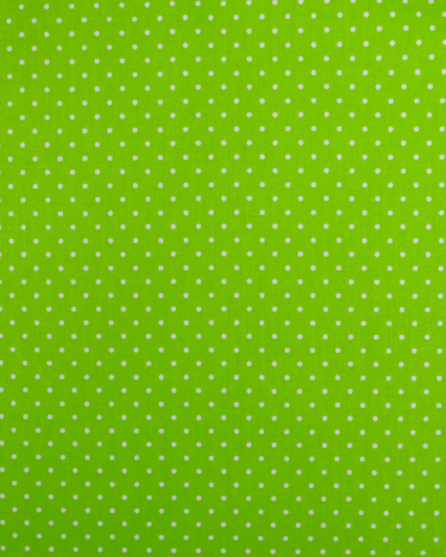 Tissu coton -Tissu vert pois blanc - Mercerine