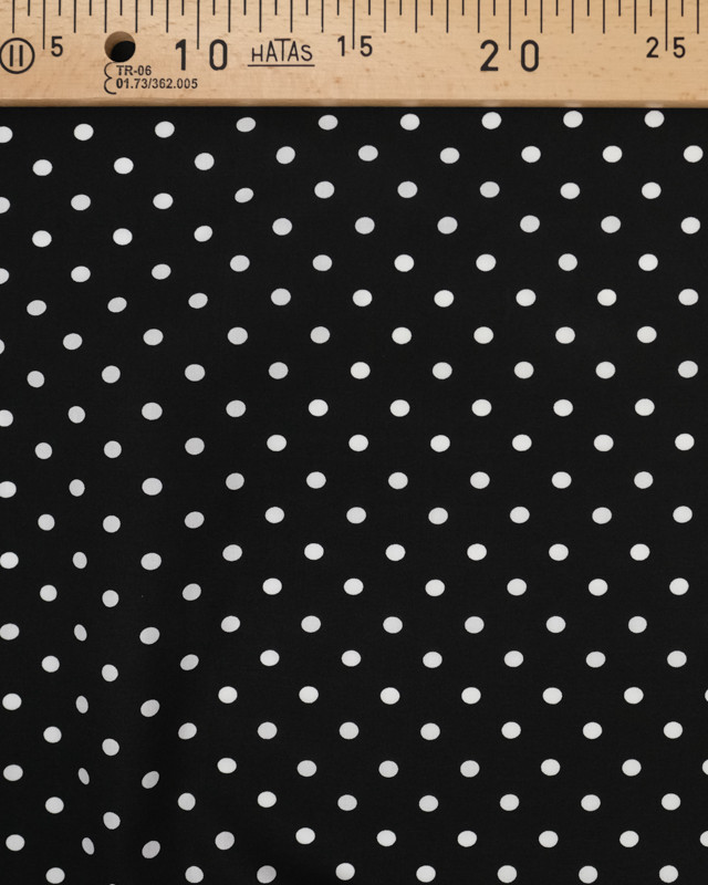 TissuViscose Lola Noir  Pois blanc - par 10cm