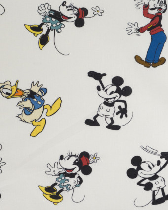 Coton Mickey et ses amis sur fond blanc  x10cm