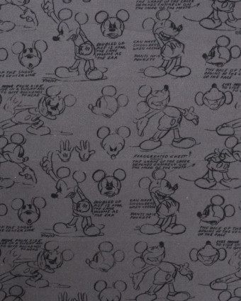 Tissu Mickey : coton imprimé gris ton sur ton - Mercerine