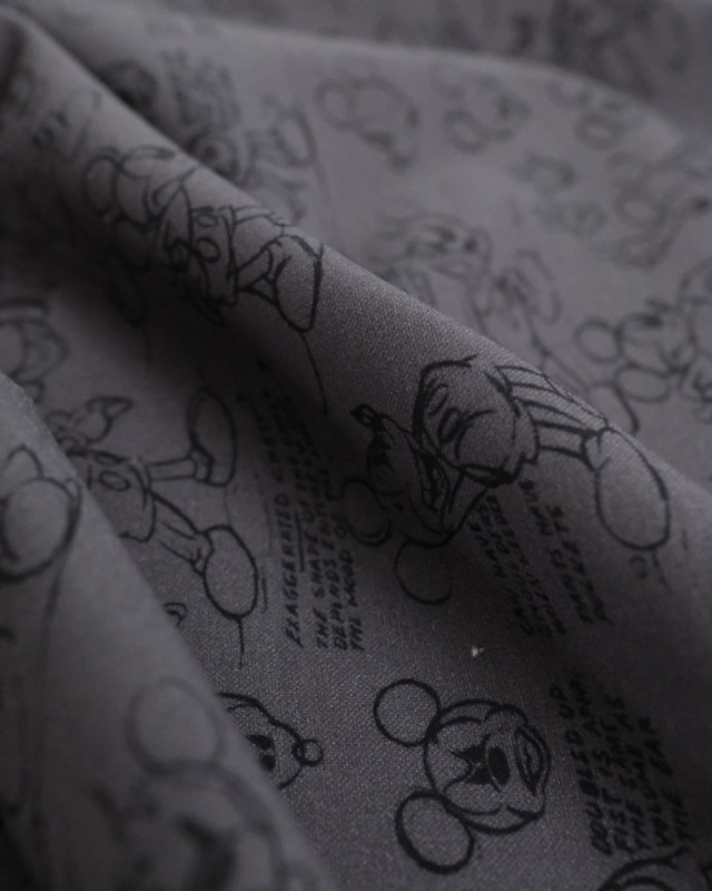 Tissu Mickey : coton imprimé gris ton sur ton - Mercerine