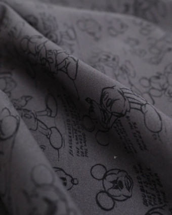 Tissu Mickey : coton imprimé gris ton sur ton - Mercerine