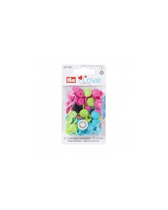 Boutons pression - Forme fleur - rose- vert -bleu - Prym - Lot de 30 boutons - Mercerie - Mercerine