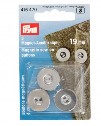 Boutons magnétiques - argent -19 mm- Prym - Mercerine