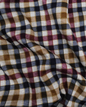 Tissu jersey doux : tissu carreaux bordeaux ocre - Mercerine