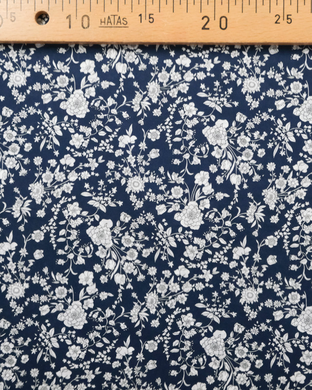 Tissu Liberty Fabrics bleu marine : motif Summer bloom - Mercerine