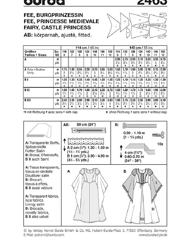 Patron de couture Historique  - Burda 2463 - Mercerine