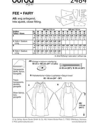 Patron  déguisement Fée - Burda 2484 - Mercerine