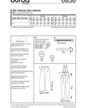 Patron  Pantalon - Burda 6856 - Mercerine