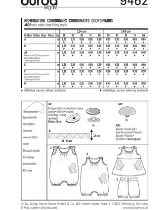 Patron Burda Ensemble bébé - Burda 9462 - Mercerine