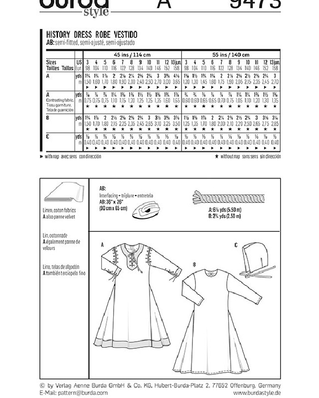 Patron de couture Historique  - Burda 9473 - Mercerine