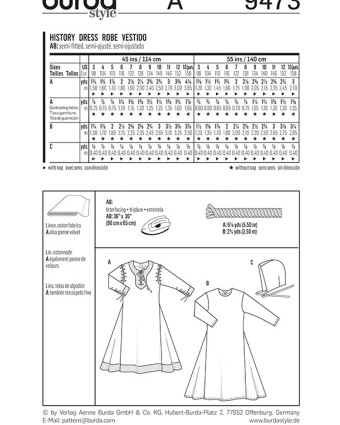 Patron de couture Historique  - Burda 9473 - Mercerine