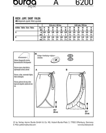 Patron Burda Jupe portefeuille  - Burda 6200 - Mercerine