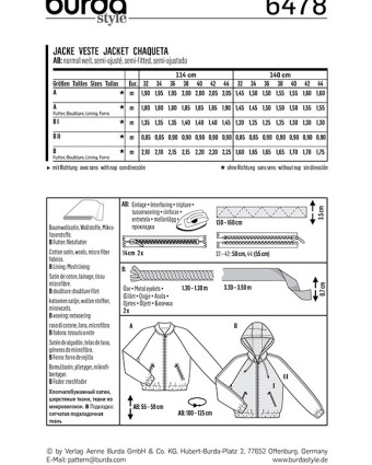 Patron Burda  Veste - Burda 6478 - Mercerine