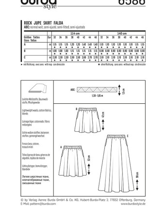 Patron Burda  Jupe - Burda 6586 - Mercerine