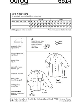 Patron  Chemisier - Burda 6614 - Mercerine