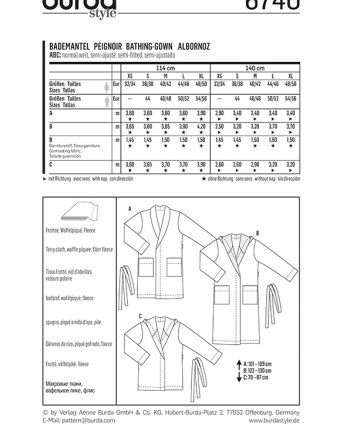 Patron Burda  Peignoir - Burda 6740 - Mercerine