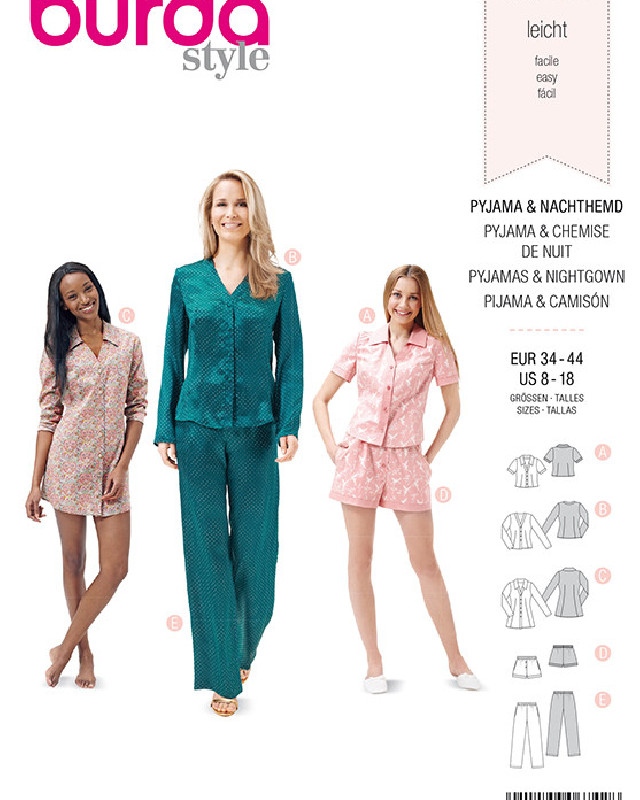 Patron Pyjama chemise  - Burda 6742 - Mercerine