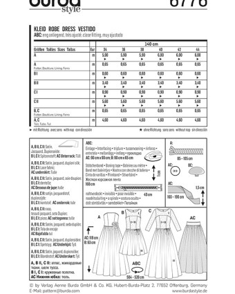 Patron de couture Robe de mariée  - Burda 6776 - Mercerine