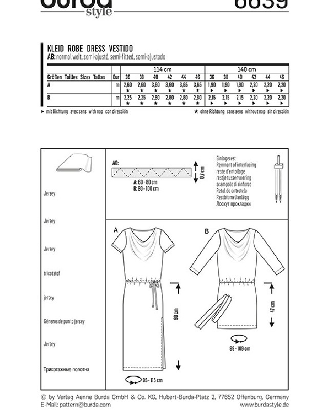 Patron Burda  Robe - Burda 6639 - Mercerine