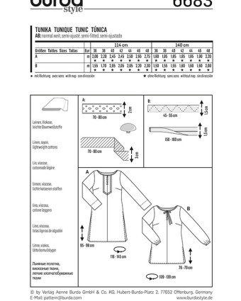 Patron de couture  Tunique - Burda 6683 - Mercerine