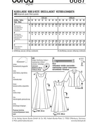 Patron de couture  Robe et veste - Burda 6687 - Mercerine