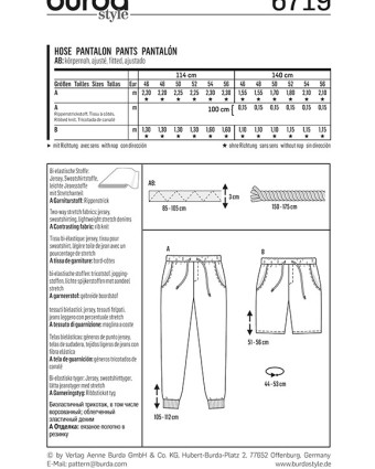 Patron  Pantalon - Burda 6719 - Mercerine