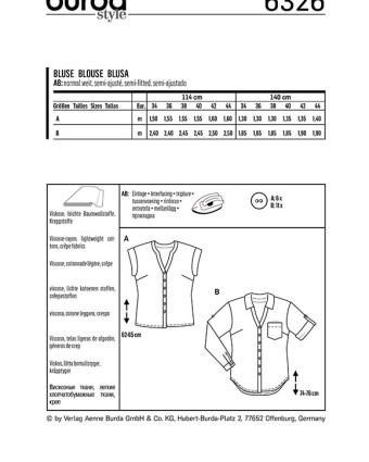 Patron Chemisier  - Burda 6326 - Mercerine