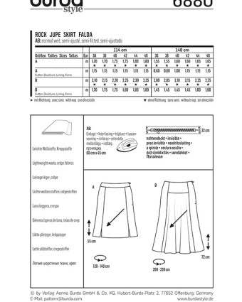 Patron Burda  Jupe - Burda 6880 - Mercerine