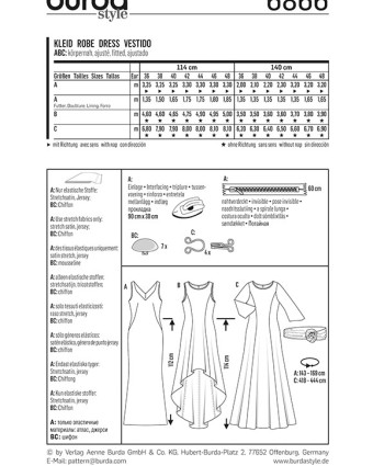 Patron Burda  Robe de soirée - Burda 6866 - Mercerine