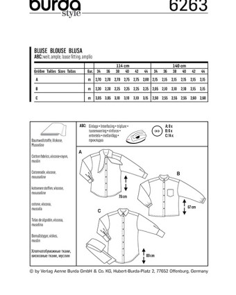 Patron Burda Chemisier  - Burda 6263 - Mercerine