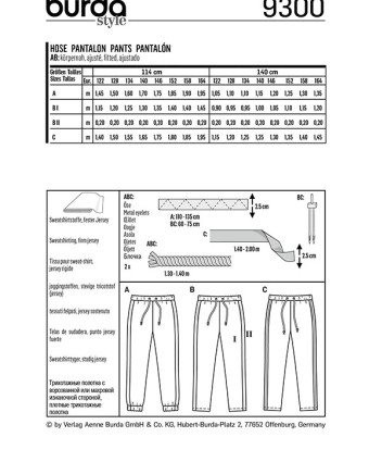 Patron Burda Pantalon de  - Burda 9300 - Mercerine