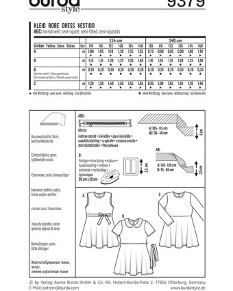 Patron de couture  Robe - Burda 9379 - Mercerine