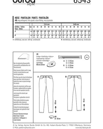 Patron  Pantalon - Burda 6543 - Mercerine