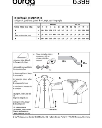 Patron de couture Déguisement chemise renaissance - Burda 6399 - Mercerine