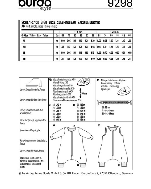 Patron Burda Gigoteuse - Burda 9298 - Mercerine