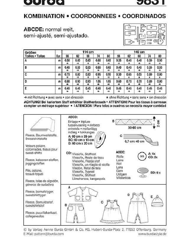 Patron de couture Ensemble - Burda 9831 - Mercerine
