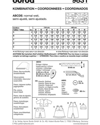 Patron de couture Ensemble - Burda 9831 - Mercerine