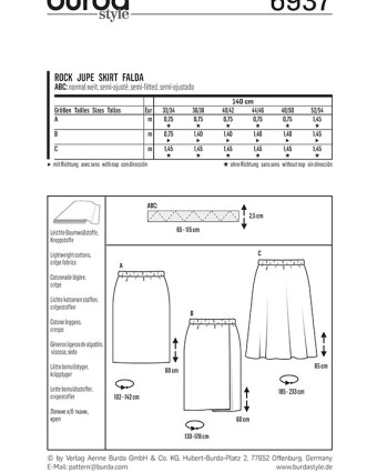 Patron  Jupe - Burda 6937 - Mercerine