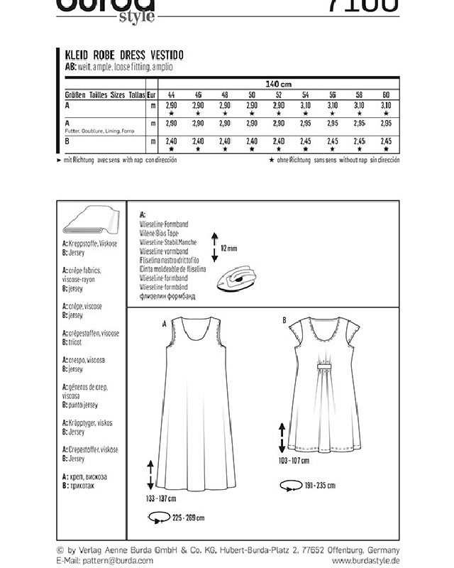 Patron  Robe - Burda 7100 - Mercerine