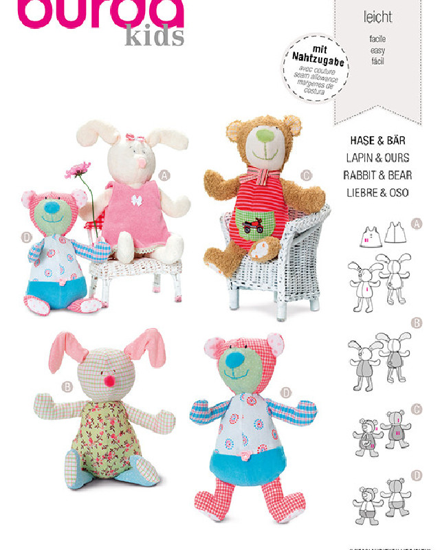 Patron  Lapin et Ours - Burda 7409 - Mercerine