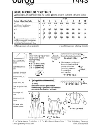 Patron de couture  Robe - Burda 7443 - Mercerine