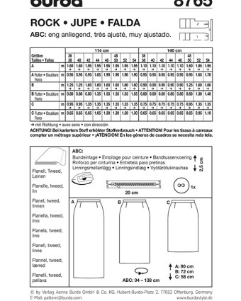 Patron Burda  Jupe - Burda 8765 - Mercerine